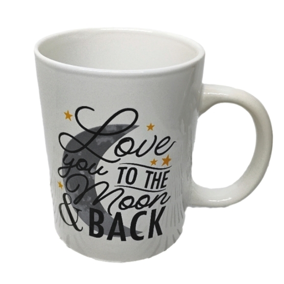 Love Across Space "To The Moon And Back" Inspirational Quote White Ceramic Mug - Picture 2 of 4